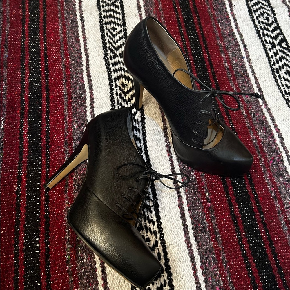 Witchy Black lace up heels size 7.5